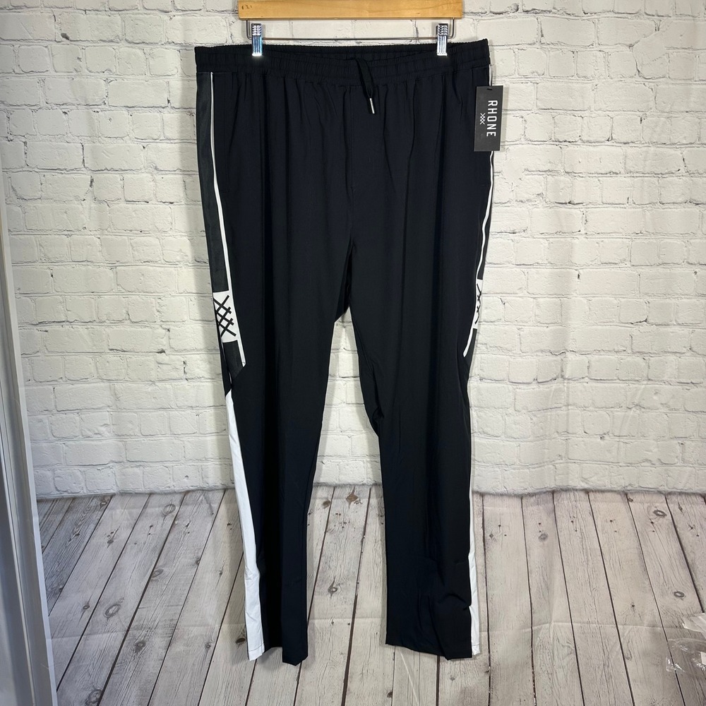 Rhone Coaches Track Pant Mens XXL Black Performance Snap Leg NWT
